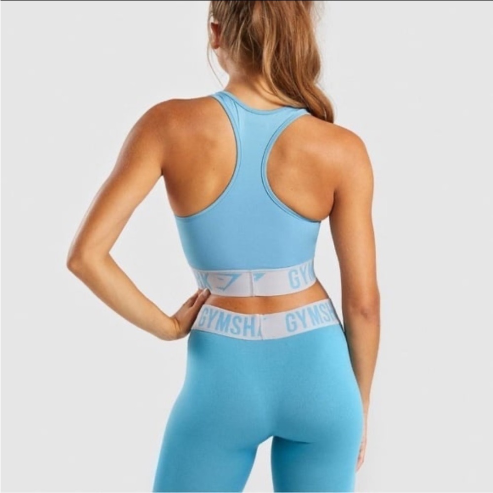 Gymshark Fit Leggings & Sports Bra Matching Set in Dusty Teal/Light Grey Small